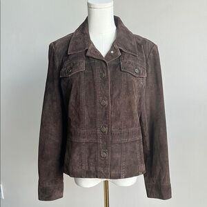 Style & Co Women’s Chocolate Brown‎ Suede Boho Western Retro Leather Jacket Med